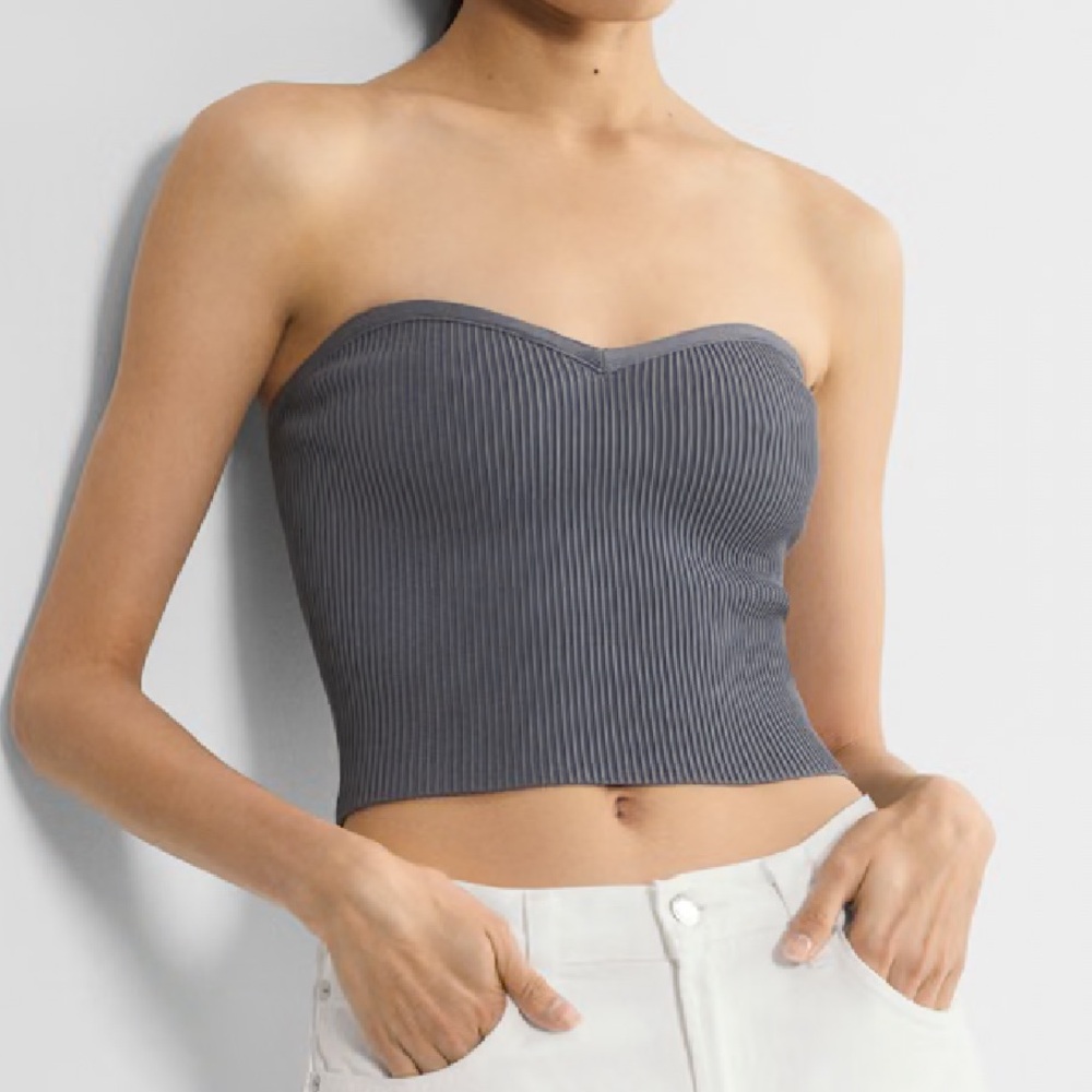 Aritzia Gray Strapless Ribbed Women's Top size S